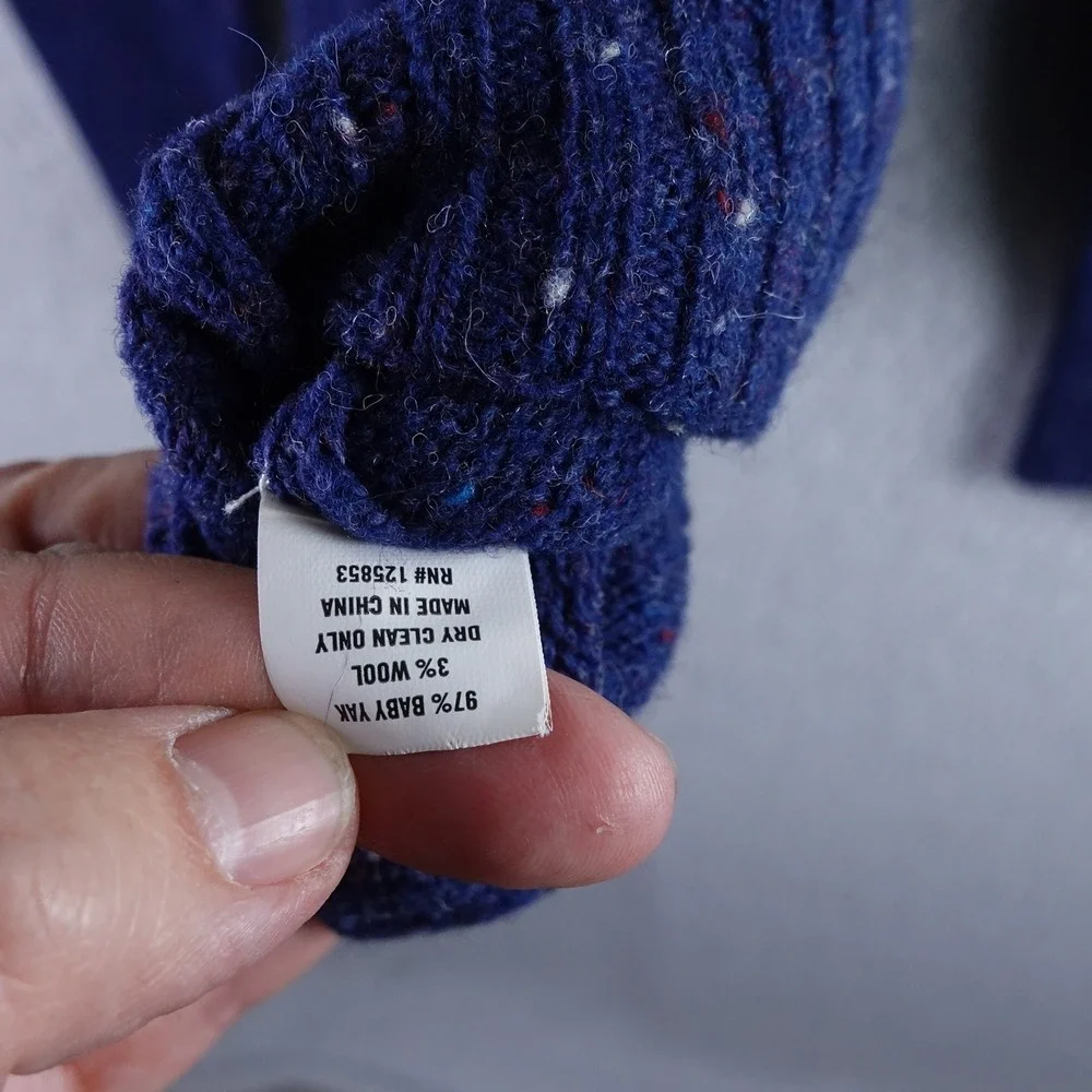 Taylor Stitch Mens Blue Donegal Baby Yak Wool Crewneck Sweater‎ Elbow Patches